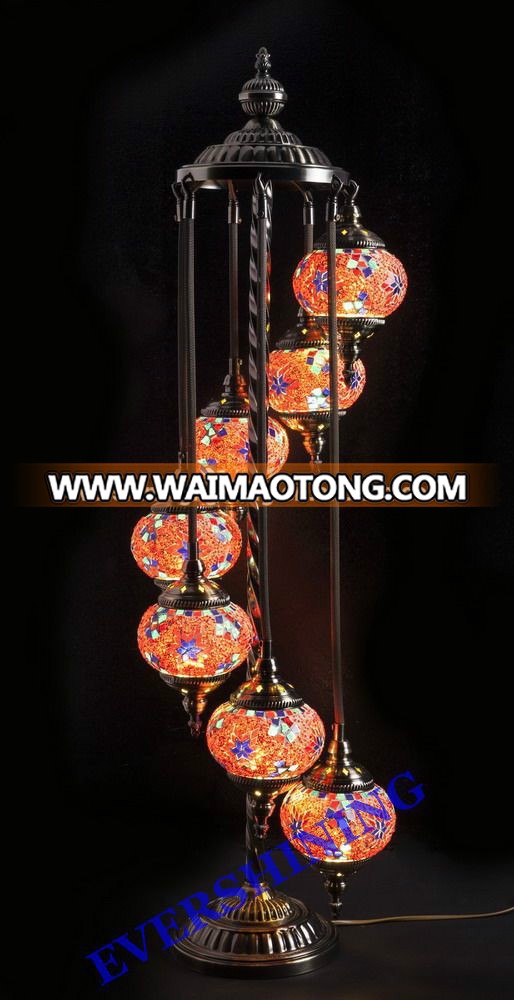 Impressive YMA41607 Evershining Iron Moroccan and Ottoman Lamps, European 7 Balls set Mosaic Turkish Floor Lamps for Decoration