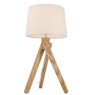 Modern Nordic Table Lamp Fabric Wooden Base Desk Lighting For Bedside