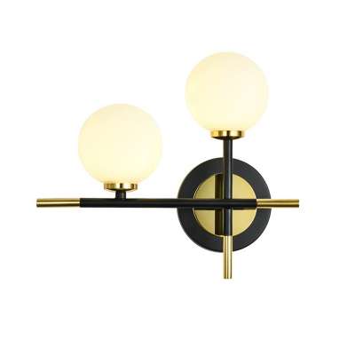 Decorative 2 Heads Metal Wall Lamp Indoor Modern Glass LED Wall Sconce