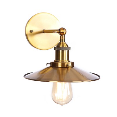 Retro Loft Brass Golden Sconce Lighting Industrial Iron Wall Lamp For Restaurant