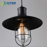 Black iron material suspended wire ceiling lighting decorative loft pendant lamps